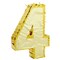 Gold Foil Number 4 Pinata for 4th Birthday Party Decorations, Centerpieces, Anniversary Celebrations (Small, 15.5 x 11 x 3 in)
